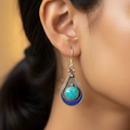 Turquoise & Blue Teardrop Tibetan Stone Earrings