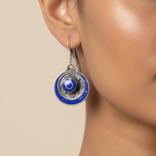 Deep Blue Concentric Circle Tibetan Stone Earrings