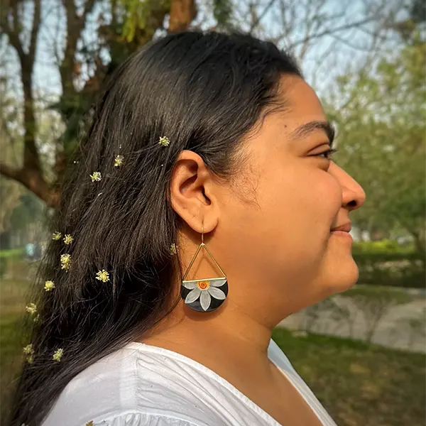 Handpainted Eclipse Blossom Polo Earrings