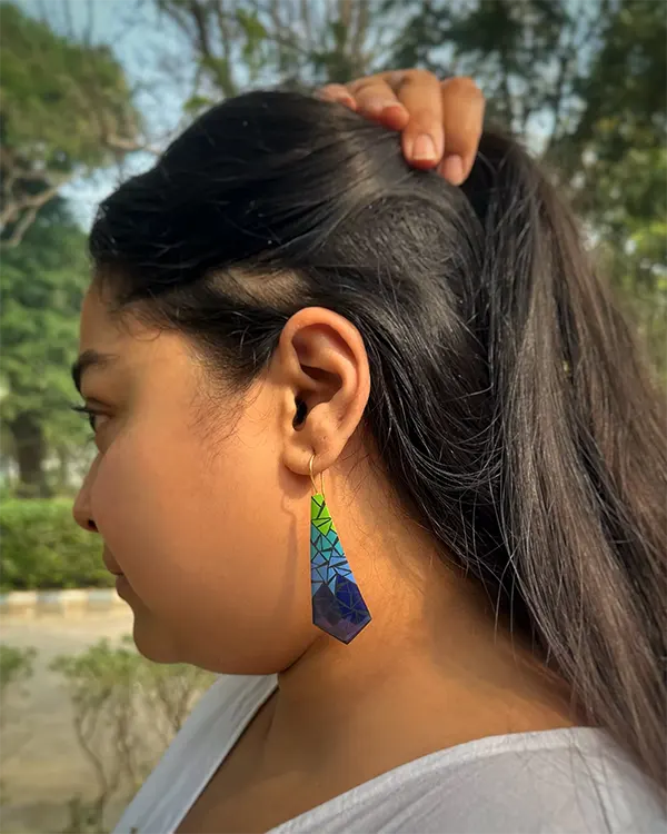 Handpainted Azure Kintsugi Earrings
