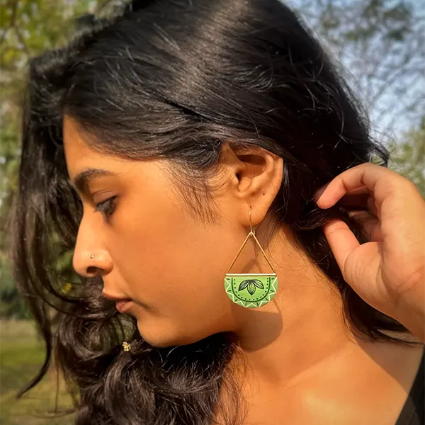 Handpainted Pesta Petal Semi-Circle Earrings