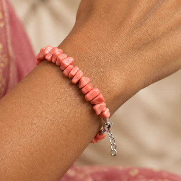 Uncut Stone Bracelet - Light pink
