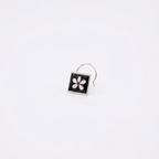 Noir Bloom – Black Square Handpainted White Floral 925 Sterling Silver Nose Pin