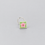 Blush Bloom – Grey and Pink Floral Handpainted 925 Sterling Silver Nose Pin