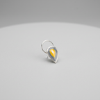 Dusk – Grey and Yellow Teardrop Handpainted 925 Sterling Silver Nose Pin