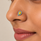Dusk – Grey and Yellow Teardrop Handpainted 925 Sterling Silver Nose Pin