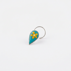 Marigold – Teal and Yellow Floral Handpainted 925 Sterling Silver Nose Pin