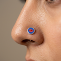 Scarlet – Blue Background with Red Bird Handpainted 925 Sterling Silver Nose Pin