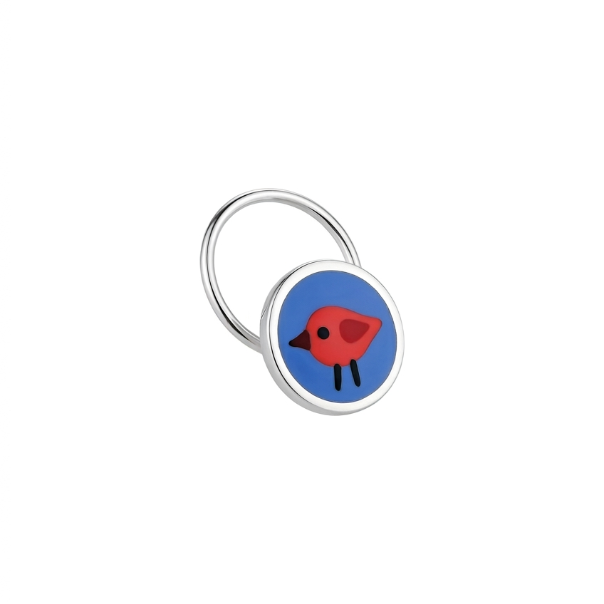 Scarlet – Blue Background with Red Bird Handpainted 925 Sterling Silver Nose Pin