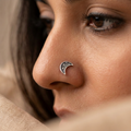 Celestia – Black and Grey Crescent Handpainted 925 Sterling Silver Nose Pin