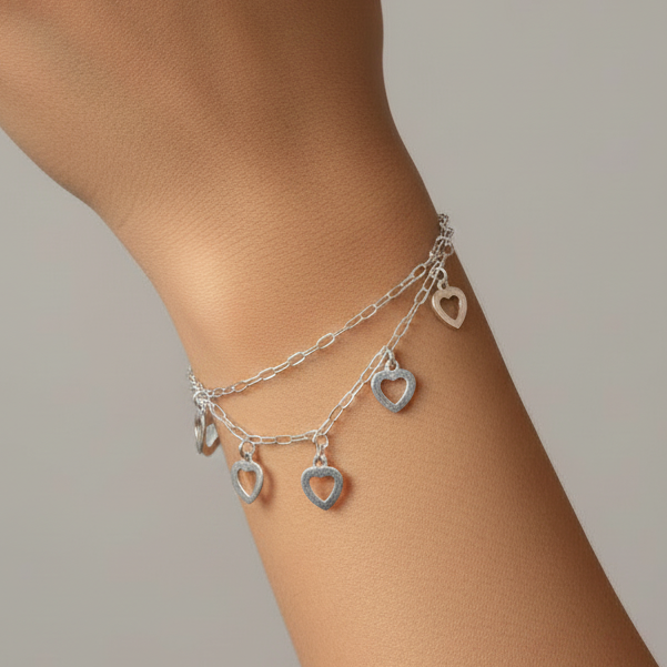Prema – Heart Charm Chain 925 Sterling Silver Bracelet