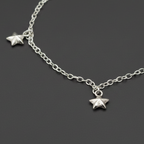 Solid Star & Heart Charm Chain Bracelet - 92.5 Sterling Silver