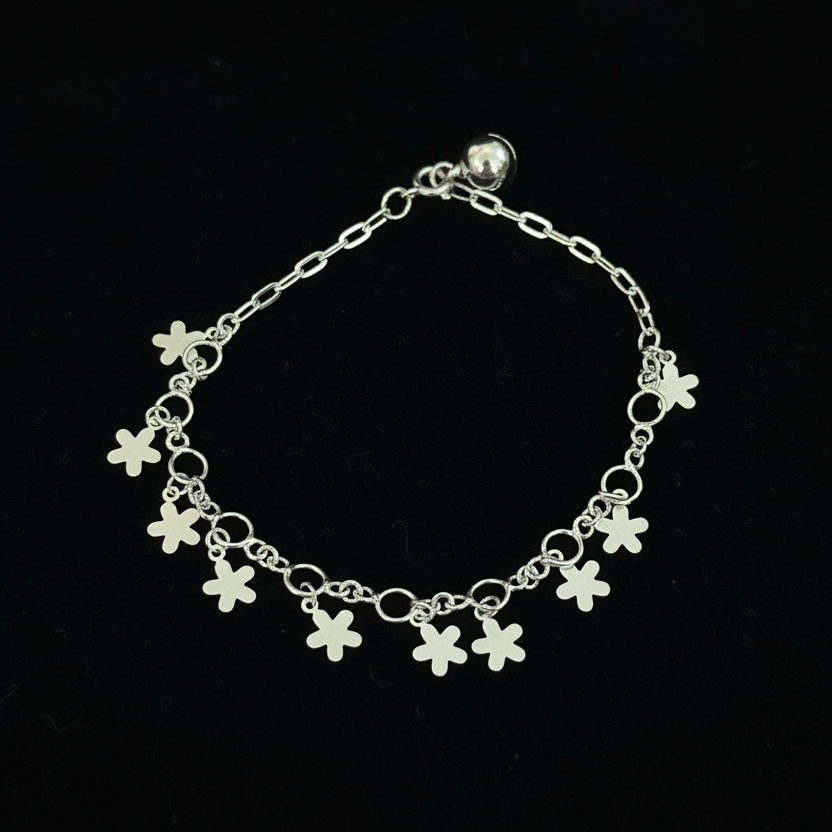 Phool – Flat Flower Charm 925 Sterling Silver Bracelet