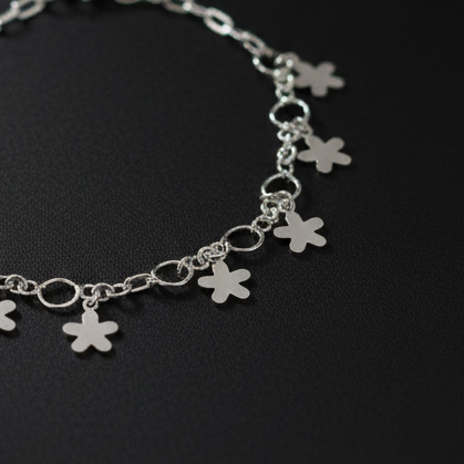 Phool – Flat Flower Charm 925 Sterling Silver Bracelet