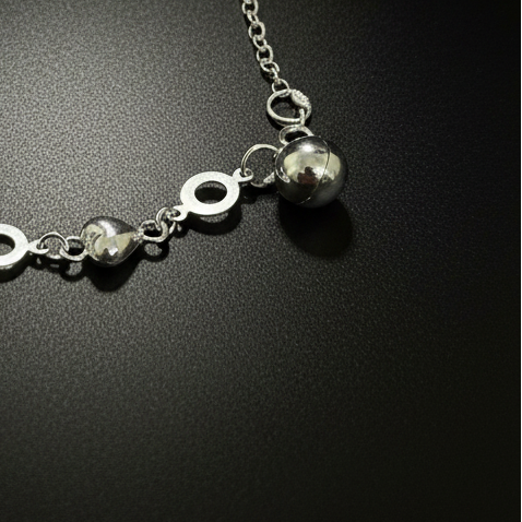 Bindu – Heart & Circle Link Chain 925 Sterling Silver Bracelet
