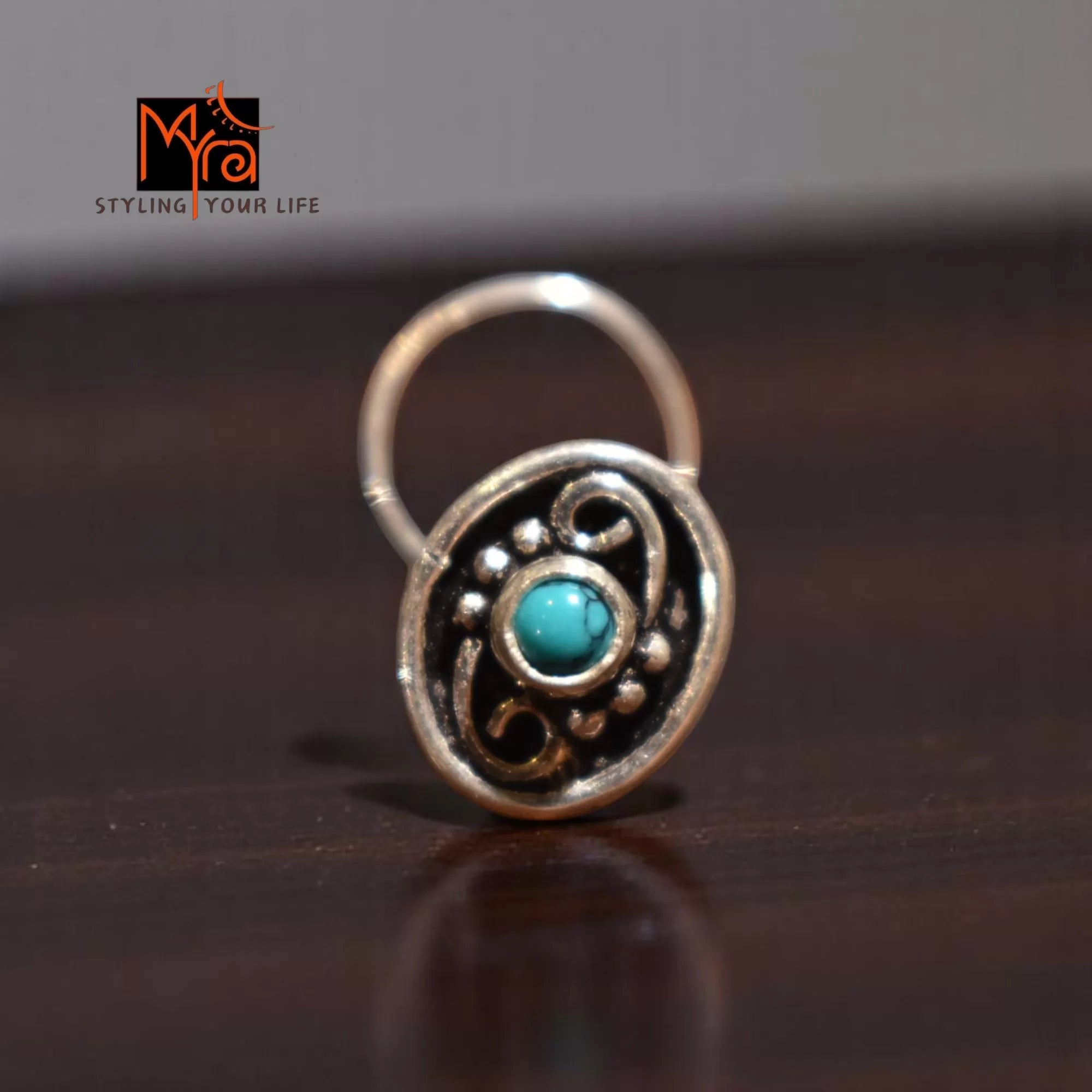 Indivar Turquoise Silver Nosepin
