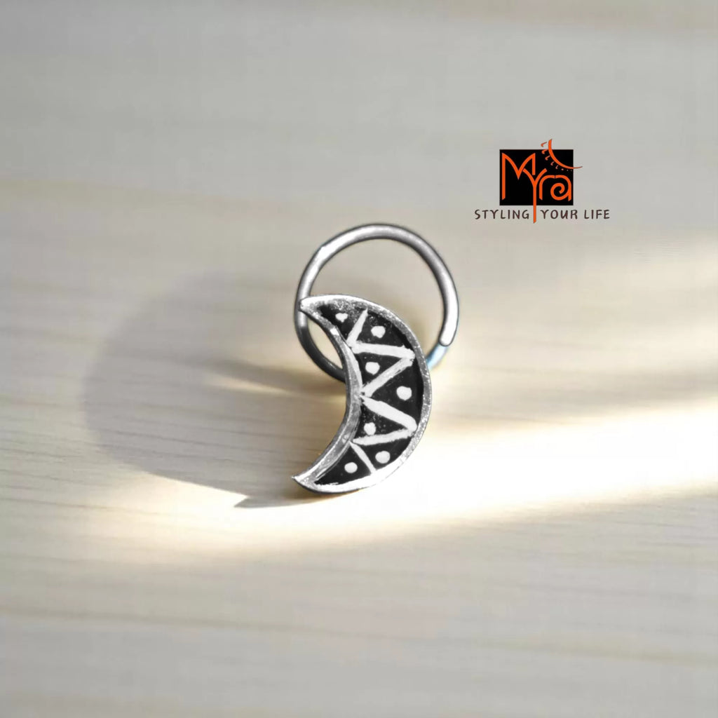 Kaalchhaya Crescent Silver Nosepin