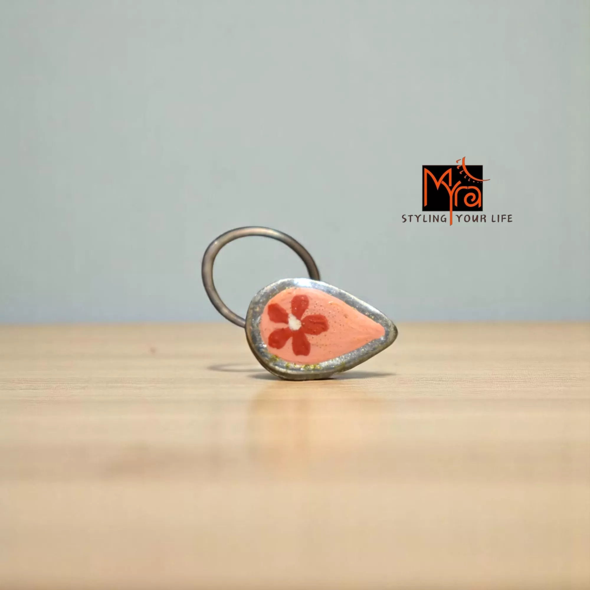 Komolika Teardrop Hand-Painted Silver Nosepin 92.5 sterling silver MYRA