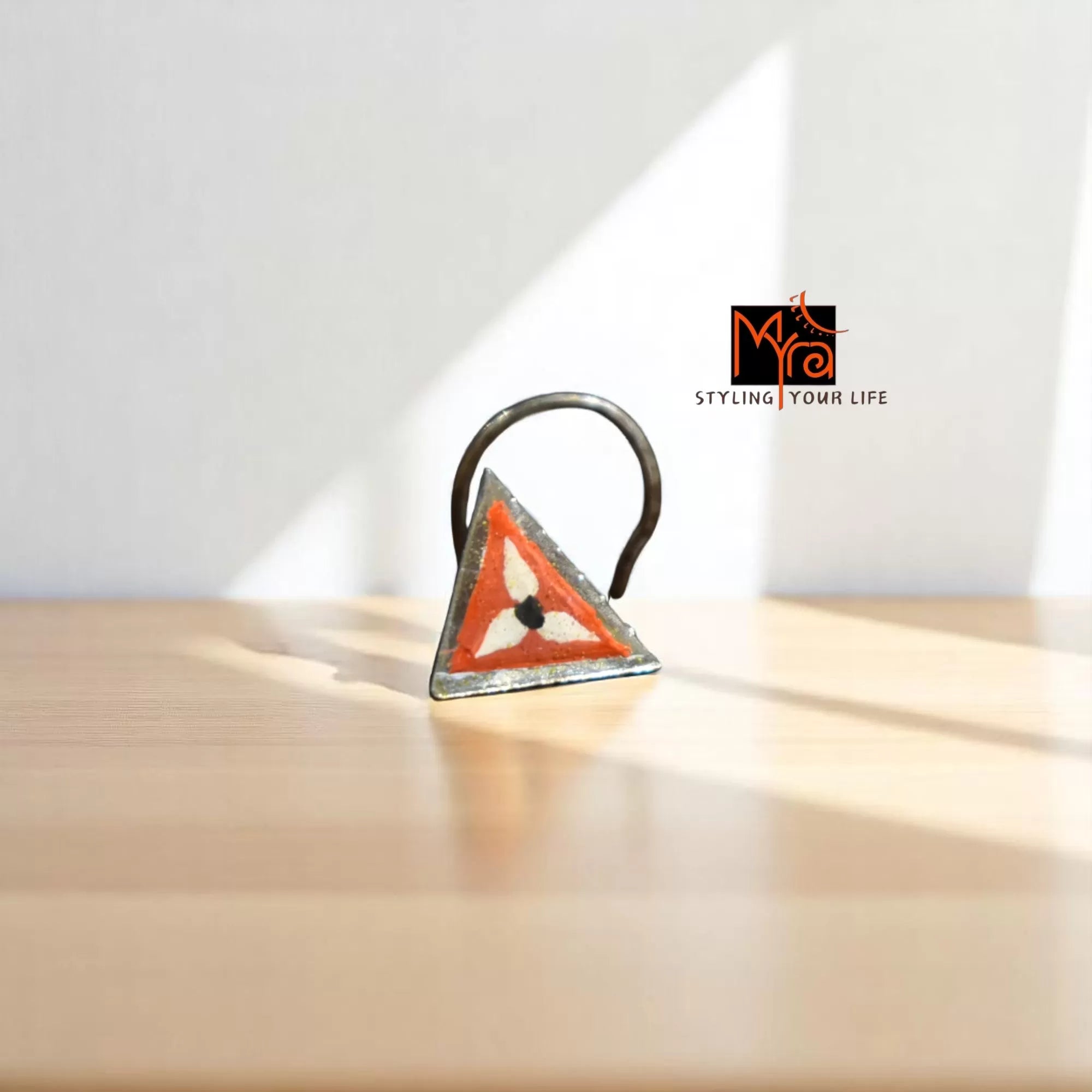 Laalima Triangle Hand-Painted Silver Nosepin 92.5 sterling silver MYRA