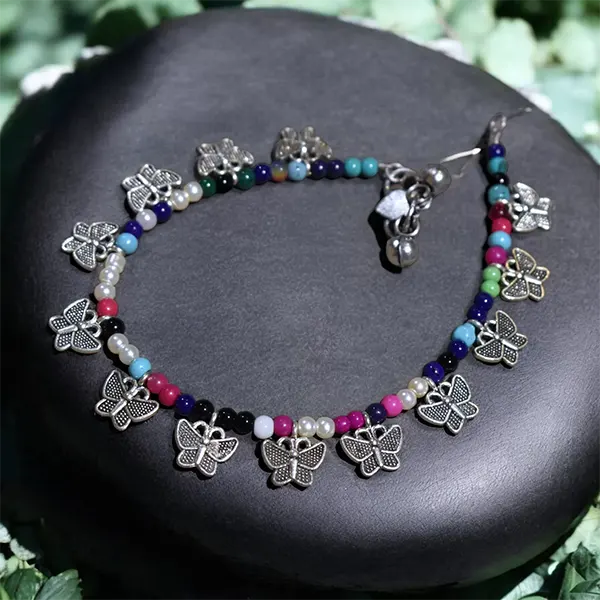 Charm & Bead Anklet : Colorful Butterflies