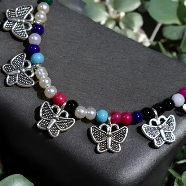 Charm & Bead Anklet : Colorful Butterflies