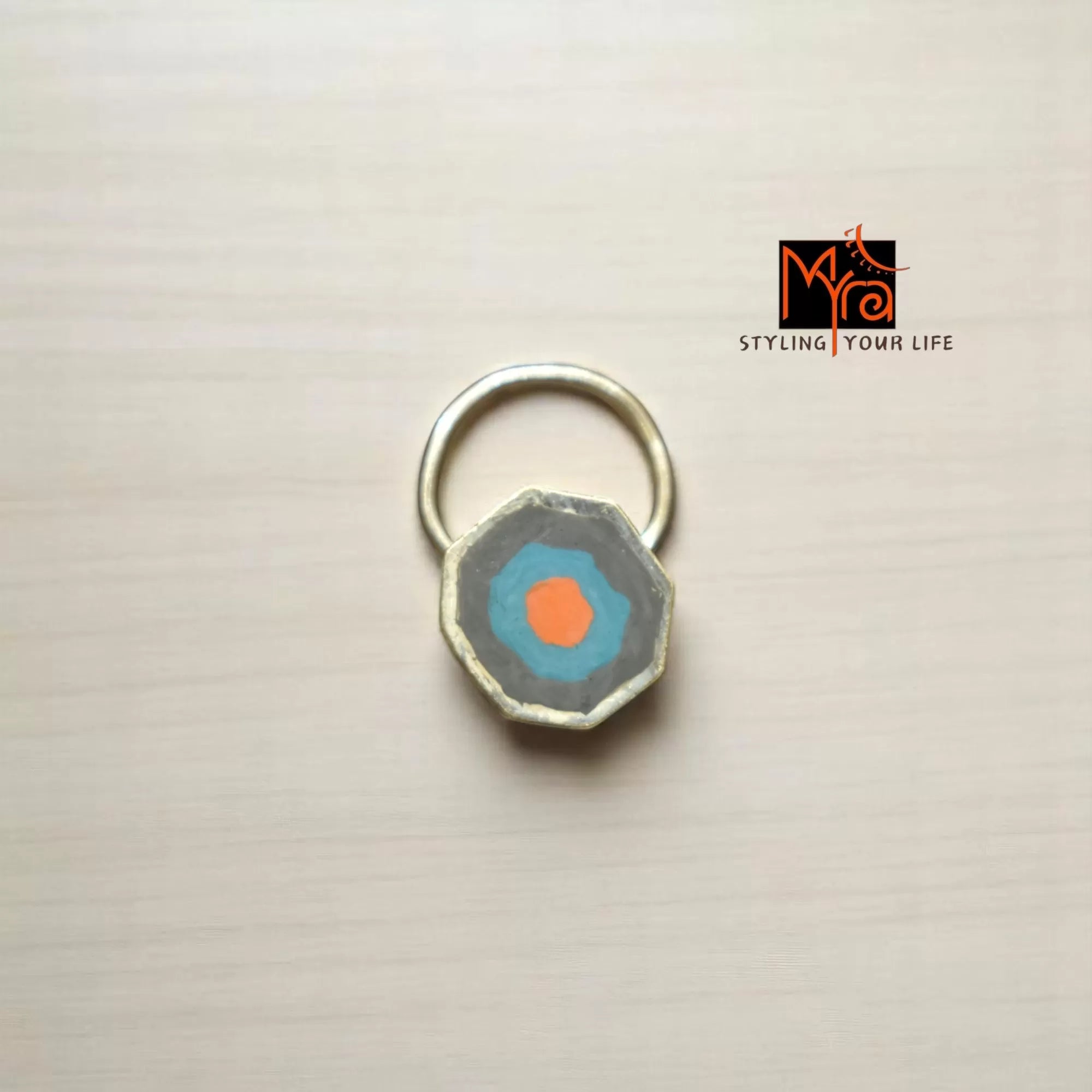 Manjari Hexagon Hand-Painted Silver Nosepin 92.5 sterling silver MYRA