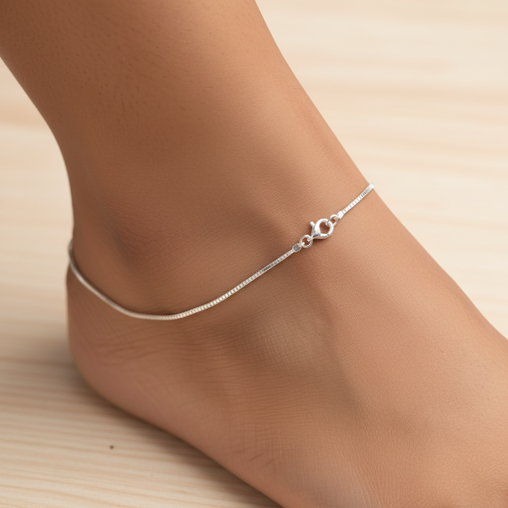 Mirror Cut Silver Anklet
