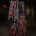 Mixed Silk Saree (Black with Pink Stitch)