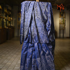 Mixed Silk Saree (Navy Blue with White)