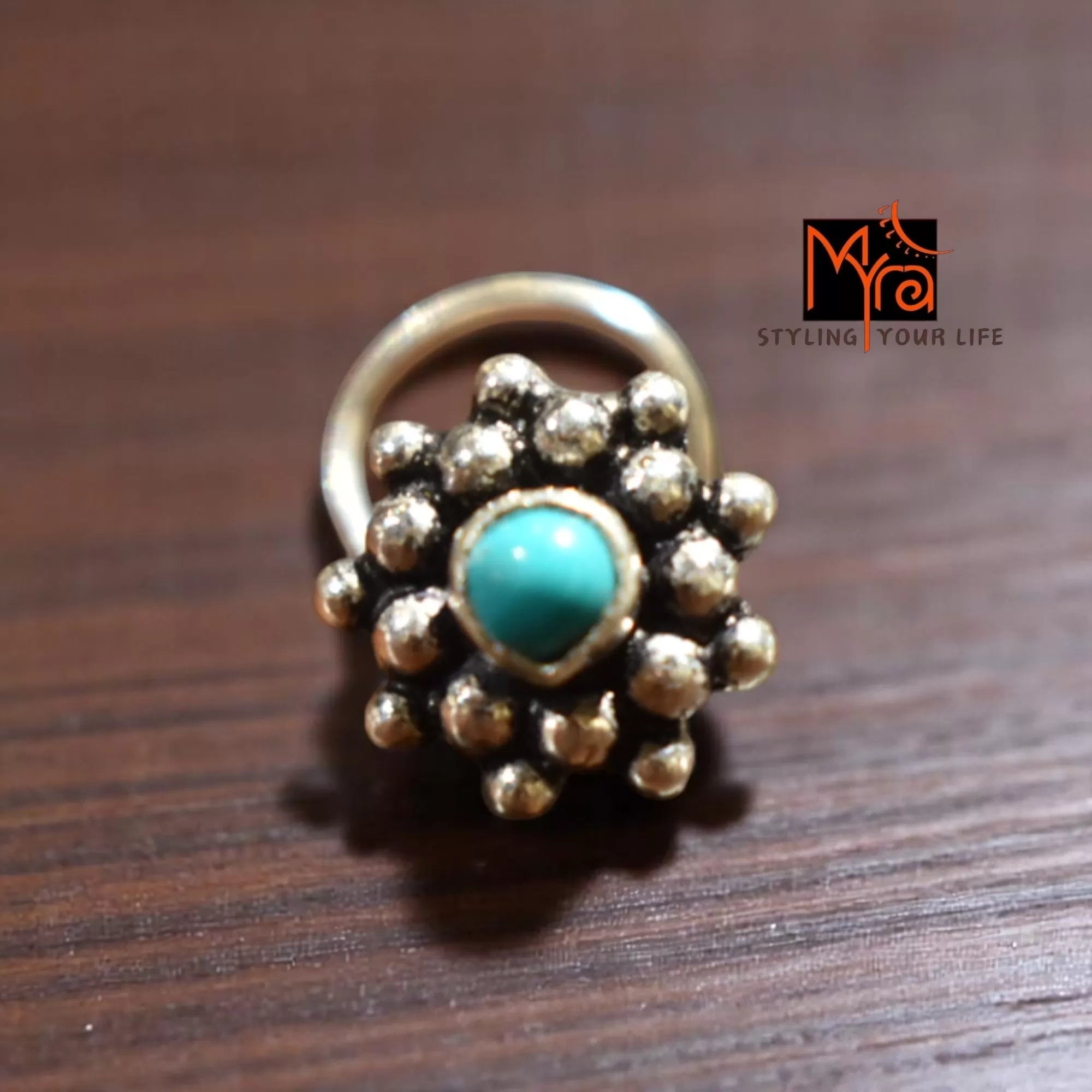 Neelima Turquoise Silver Nosepin