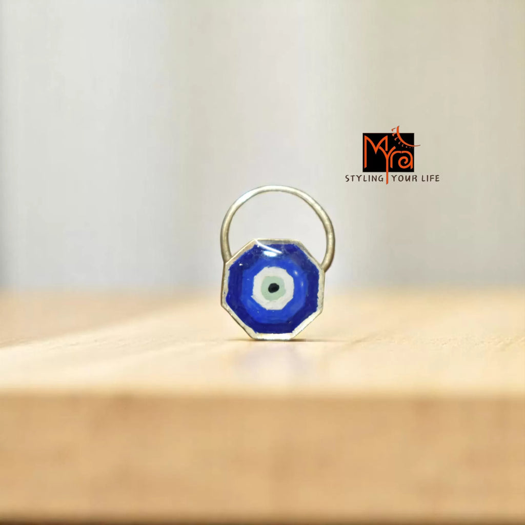 Neelnazar Hexagon Hand-Painted Silver Nosepin 92.5 sterling silver MYRA