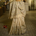 Silk Saree (Off-white with multicolor stitch)