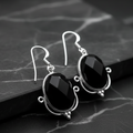 Cut Black Onyx Oval Shaped Earrings