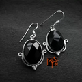 Cut Black Onyx Oval Shaped Earrings