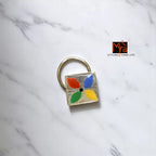Phoolrang Square Hand-Painted Silver Nosepin 92.5 sterling silver MYRA