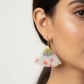 Handpainted Sakura Mist Fan Earrings