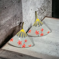 Handpainted Sakura Mist Fan Earrings
