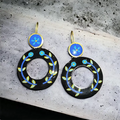 Handpainted Twilight Flower Polo Earrings