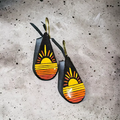 Handpainted Golden Horizon Teardrop Earrings