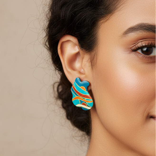 Handpainted Flowing Mosaic Earrings