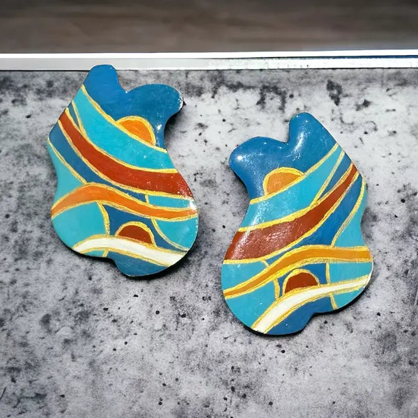 Handpainted Flowing Mosaic Earrings
