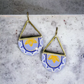 Handpainted Bluebell Sunshine Polo Earrings