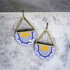 Handpainted Bluebell Sunshine Polo Earrings