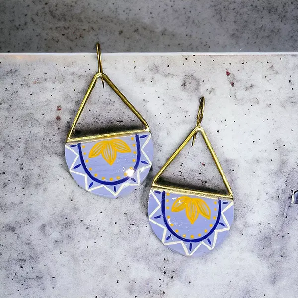 Handpainted Bluebell Sunshine Polo Earrings
