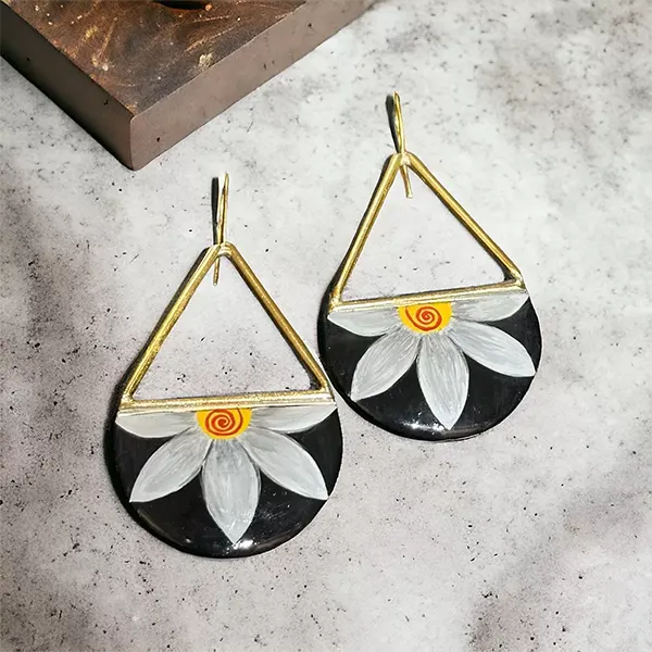 Handpainted Eclipse Blossom Polo Earrings