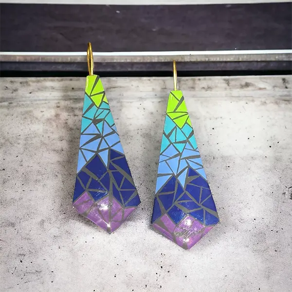 Handpainted Azure Kintsugi Earrings