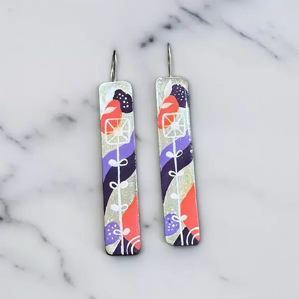 Handpainted Midnight Garden Earrings