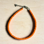 Plain Glass Beaded Anklet : Orange