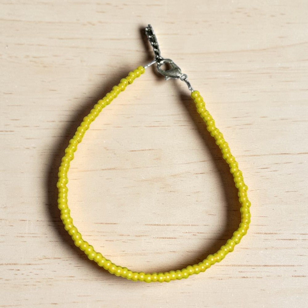 Plain Glass Beaded Anklet : Yellow