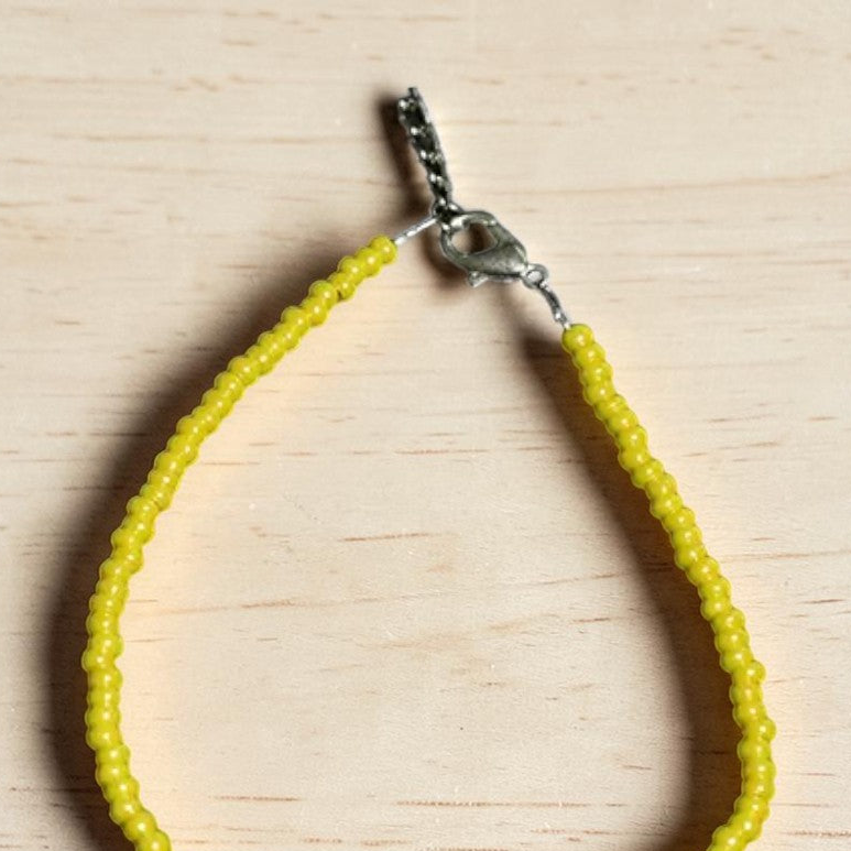 Plain Glass Beaded Anklet : Yellow